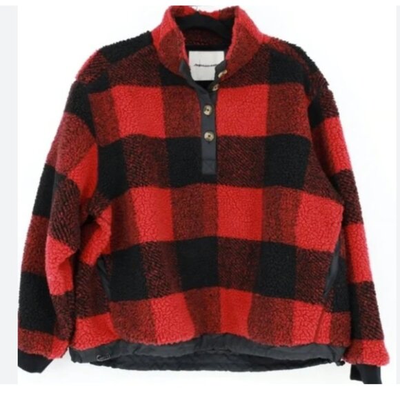 Ae Sherpa Buffalo Plaid Sweater - oversized L - Picture 1 of 5